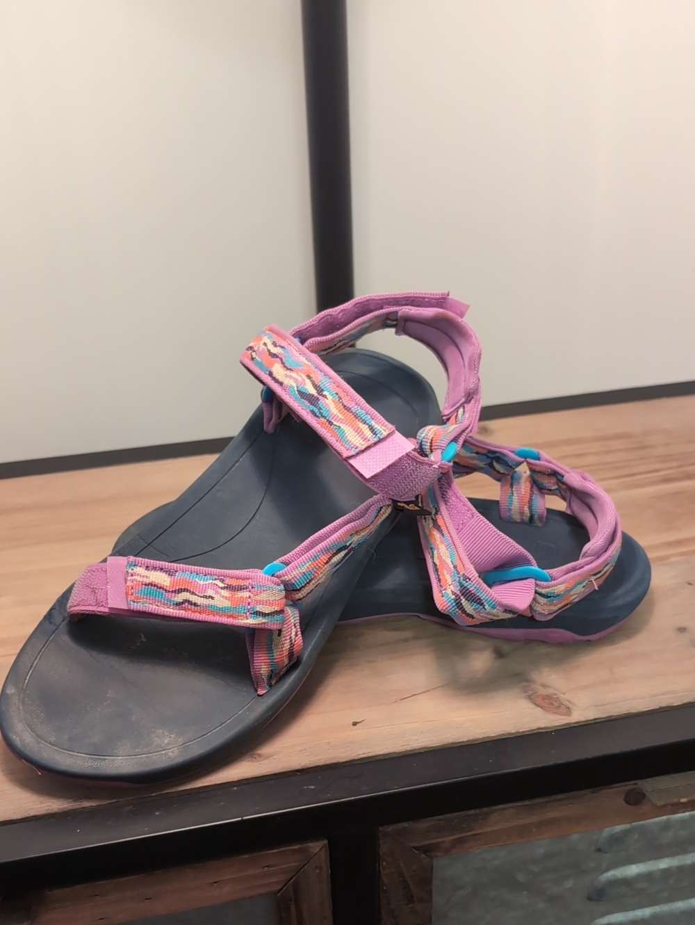 Girls Teva Pink Multi-Color Strap Sport Sandals